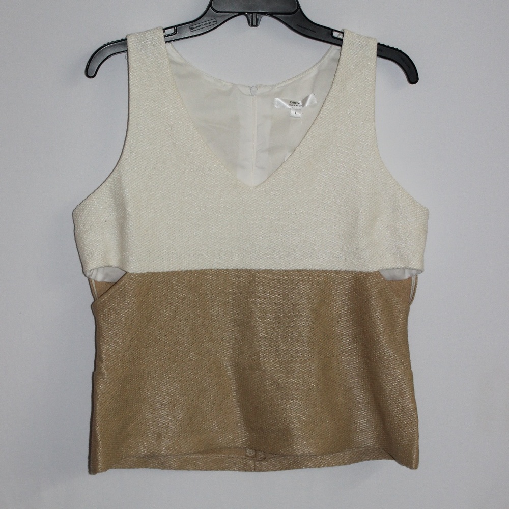 DrewNatural White Dev Colorblock V Neck Cutout L